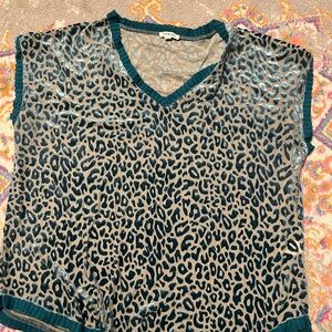 JODIFL blue cheetah print Blouse